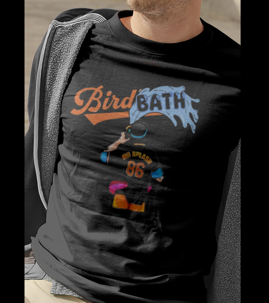 Bird Bath 86 Mr Splash Baltimore Baseball Player In Water Stream T-Shirt