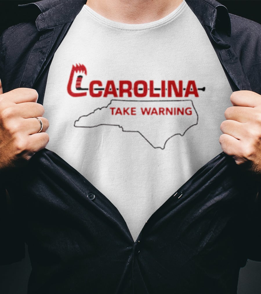 Carolina Take Warning North Carolina Outline Red Claw T-Shirt