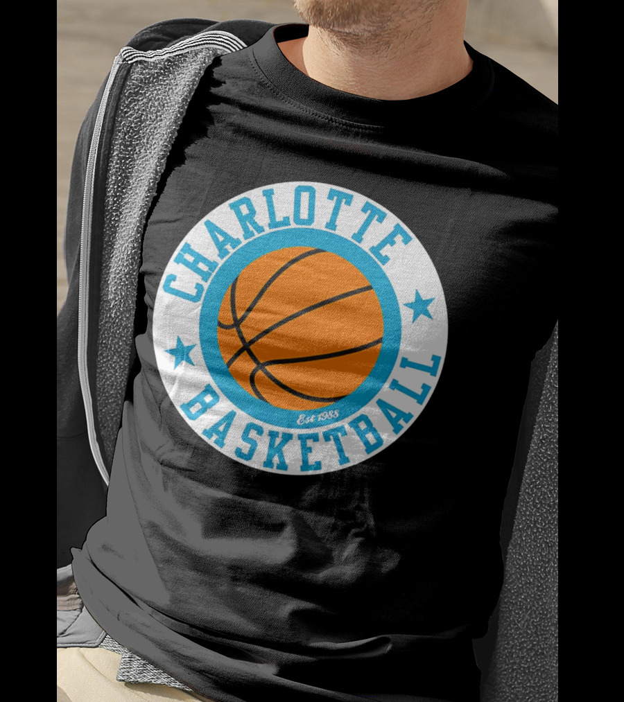 Charlotte Basketball Est 1988 Logo Vintage Style Circle Emblem T-Shirt