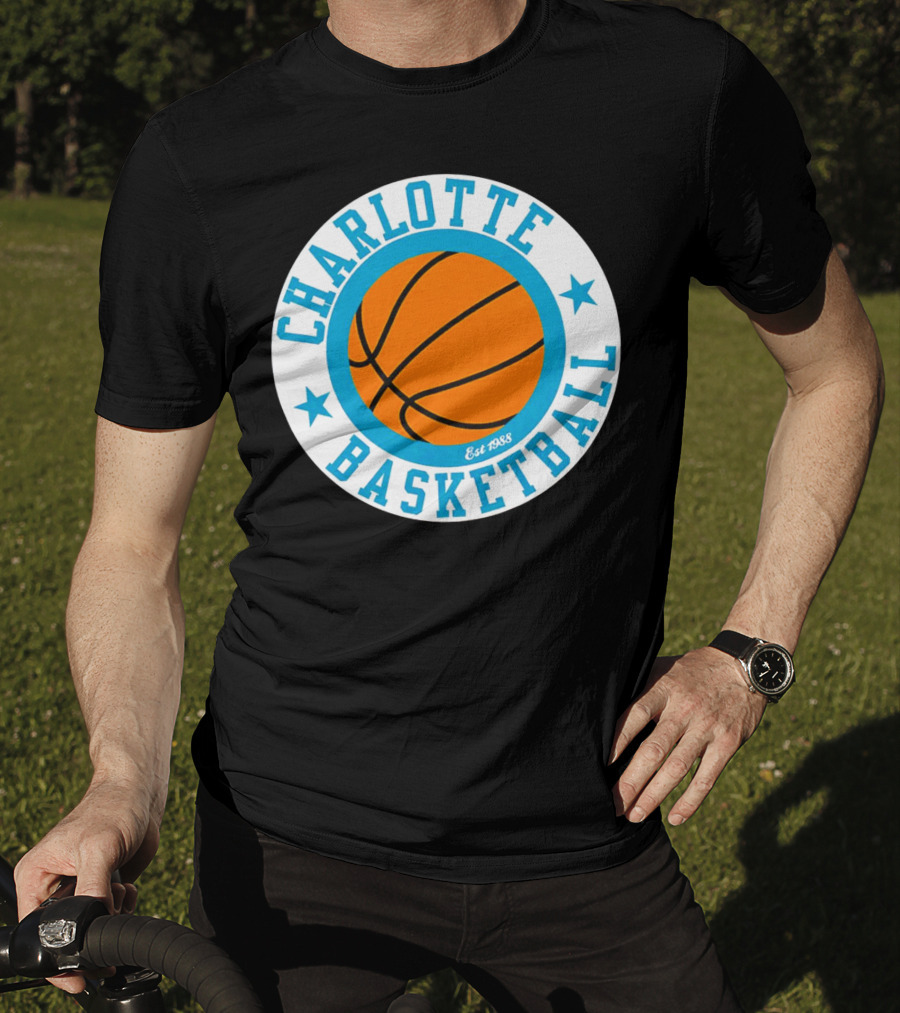 Charlotte Basketball Est 1988 Logo Vintage Style Circle Emblem T-Shirt