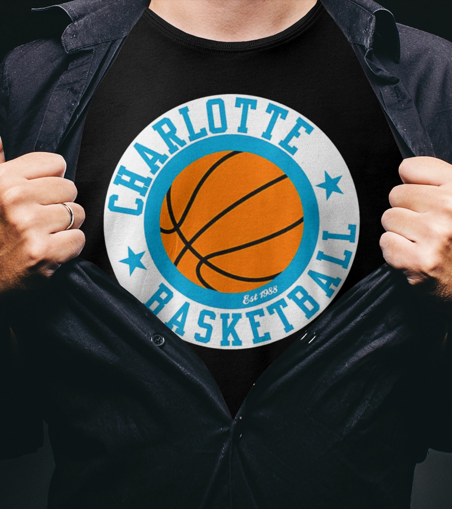 Charlotte Basketball Est 1988 Logo Vintage Style Circle Emblem T-Shirt