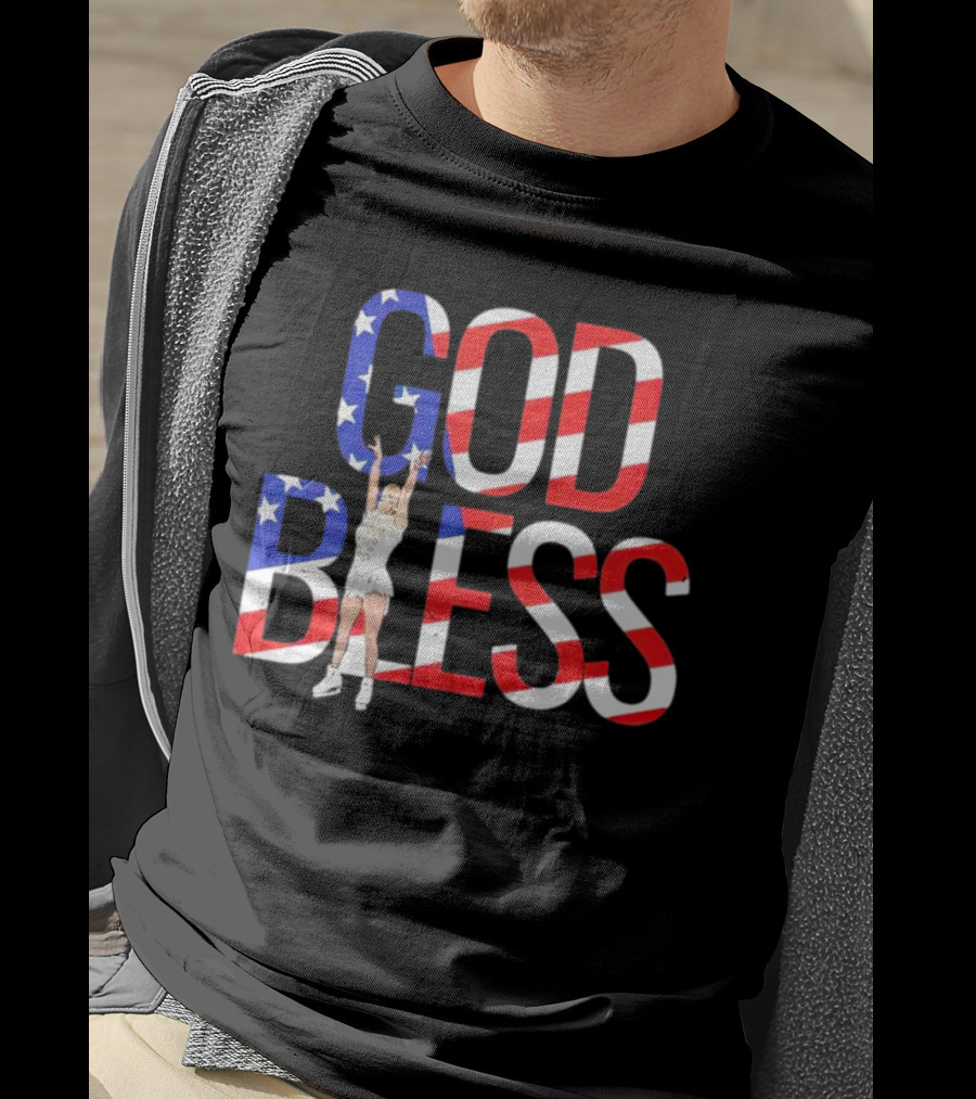 Men’s Tonya Harding God Bless American Flag Figure Skater T-Shirt