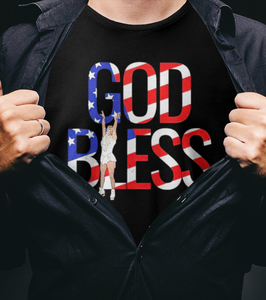 Men’s Tonya Harding God Bless American Flag Figure Skater T-Shirt
