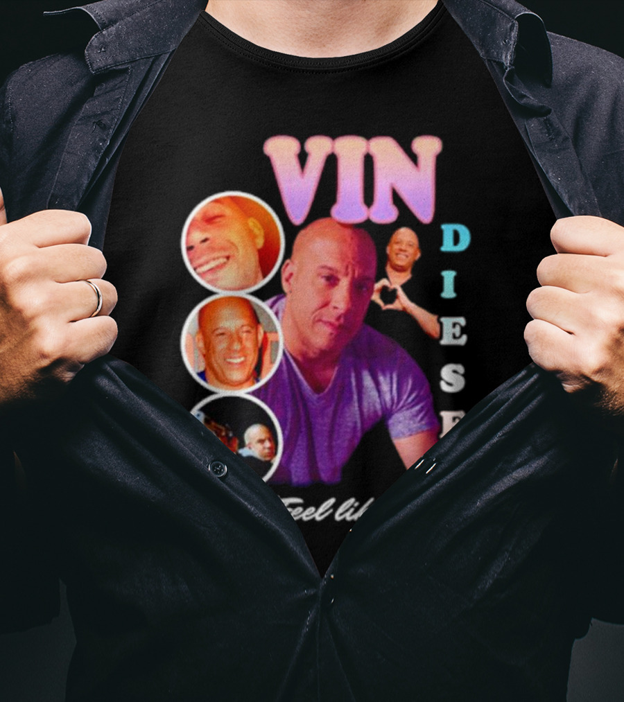 Vin Diesel Feel Like I Do Multicolor Photo Collage T-Shirt