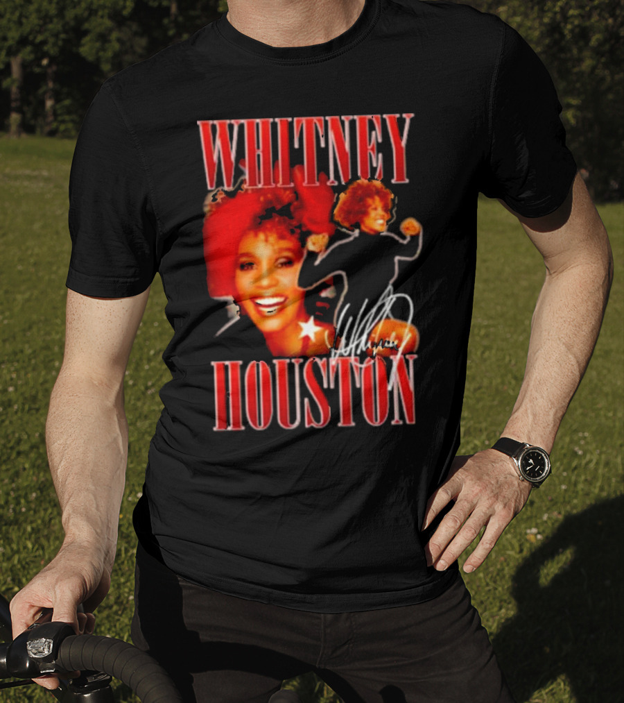 WHITNEY HOUSTON Signature Red Portrait With Joyful Expression T-Shirt