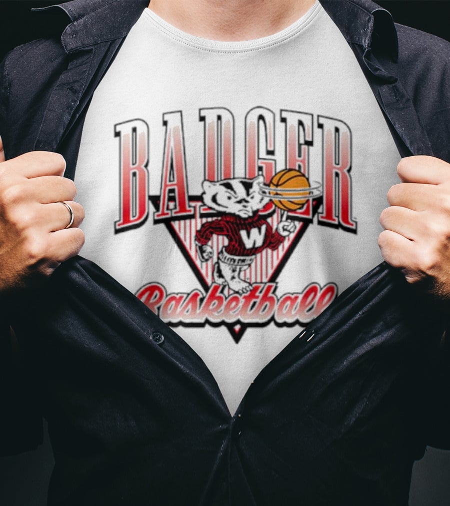 Badger Basketball Wisconsin Basketball Ringer T-Shirt