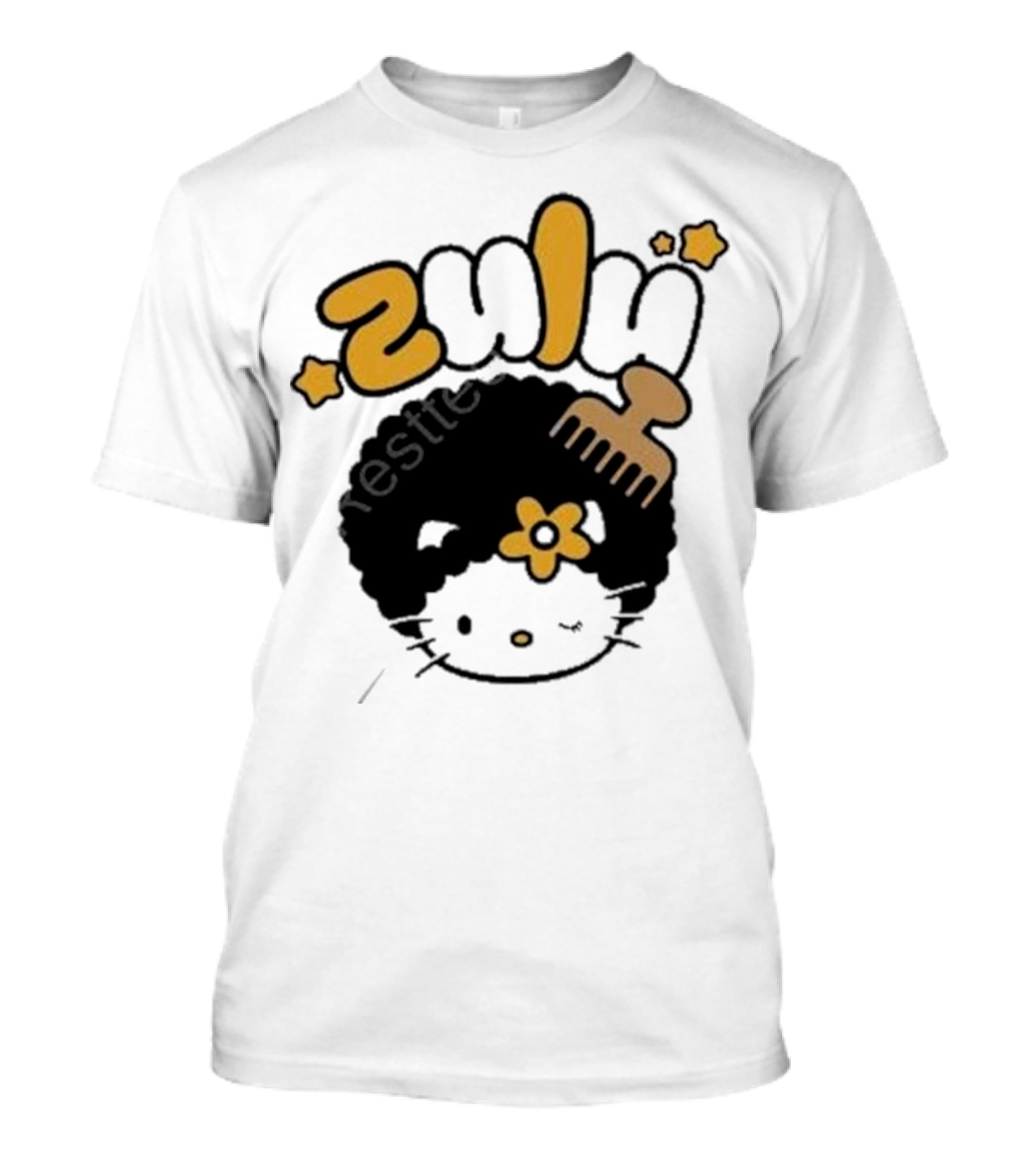 Zulu Kitty Afro Comb And Star T-Shirt