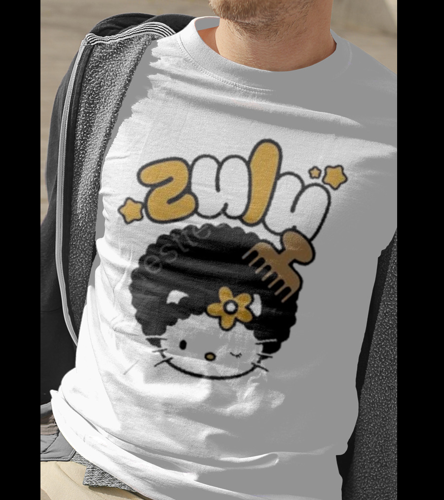 Zulu Kitty Afro Comb And Star T-Shirt