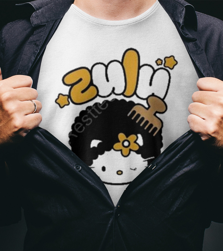 Zulu Kitty Afro Comb And Star T-Shirt