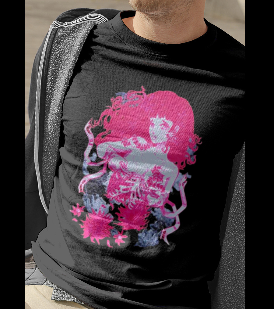 Centipede Girl Rib Cage Pink Floral T-Shirt