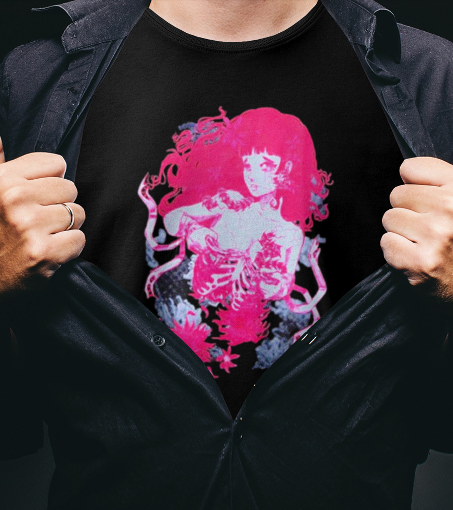 Centipede Girl Rib Cage Pink Floral T-Shirt