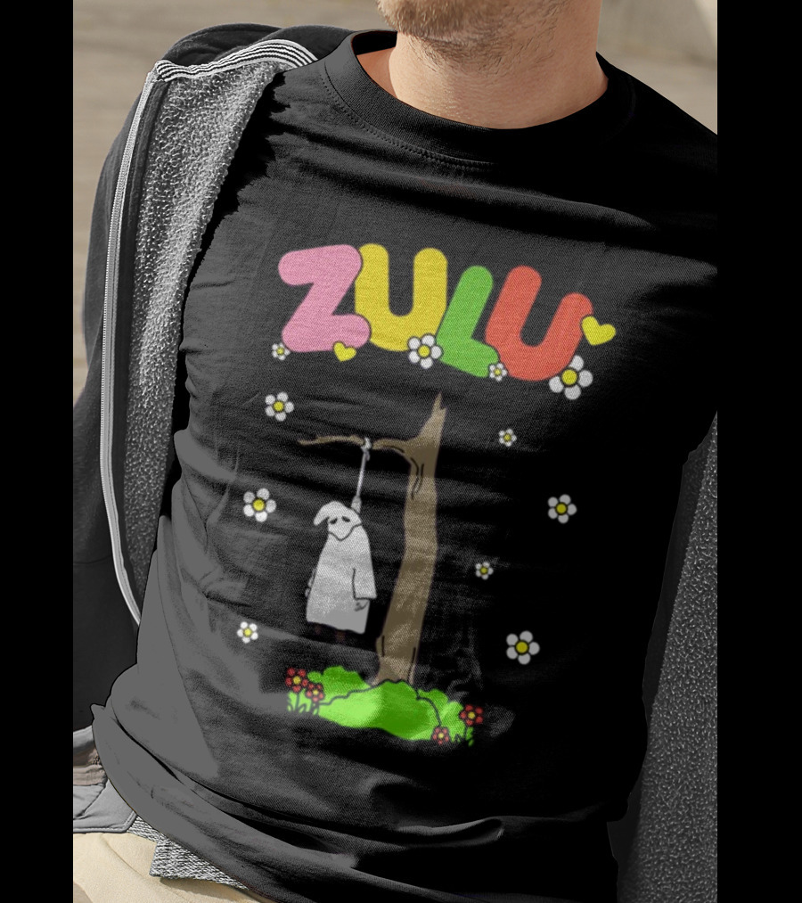 Zulu Hanging Tree With Colorful Text And Heart Flowers T-Shirt