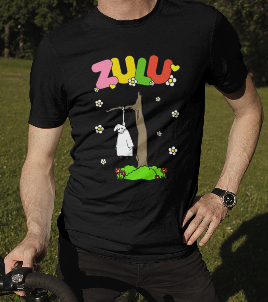 Zulu Hanging Tree With Colorful Text And Heart Flowers T-Shirt