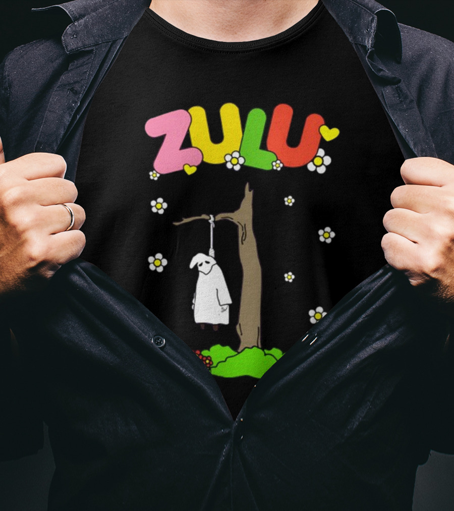 Zulu Hanging Tree With Colorful Text And Heart Flowers T-Shirt