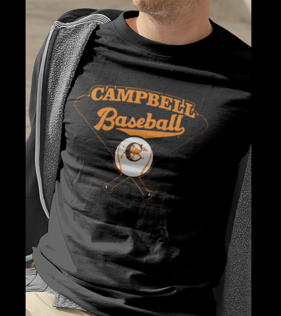Campbell Baseball Crossed Bats T-Shirt