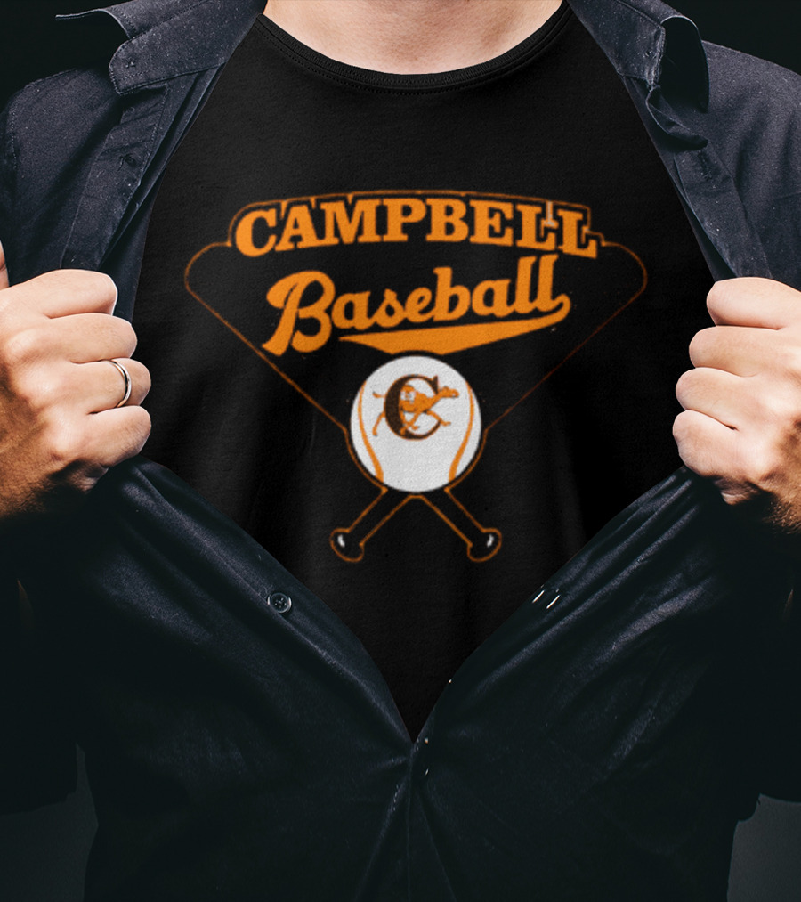 Campbell Baseball Crossed Bats T-Shirt