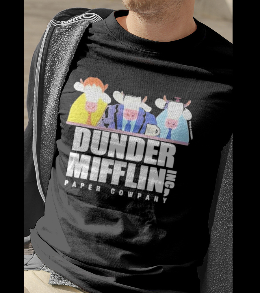 Dunder Mifflin Inc Paper Cowpany Cow Characters T-Shirt