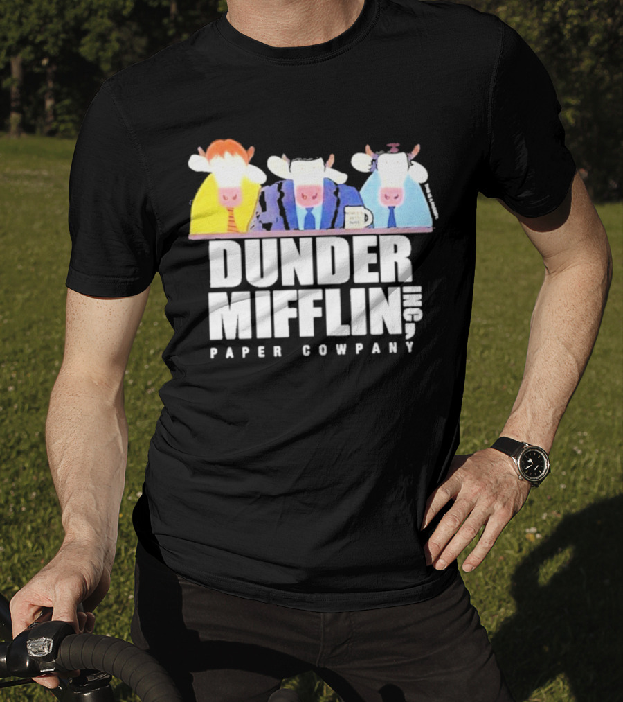 Dunder Mifflin Inc Paper Cowpany Cow Characters T-Shirt