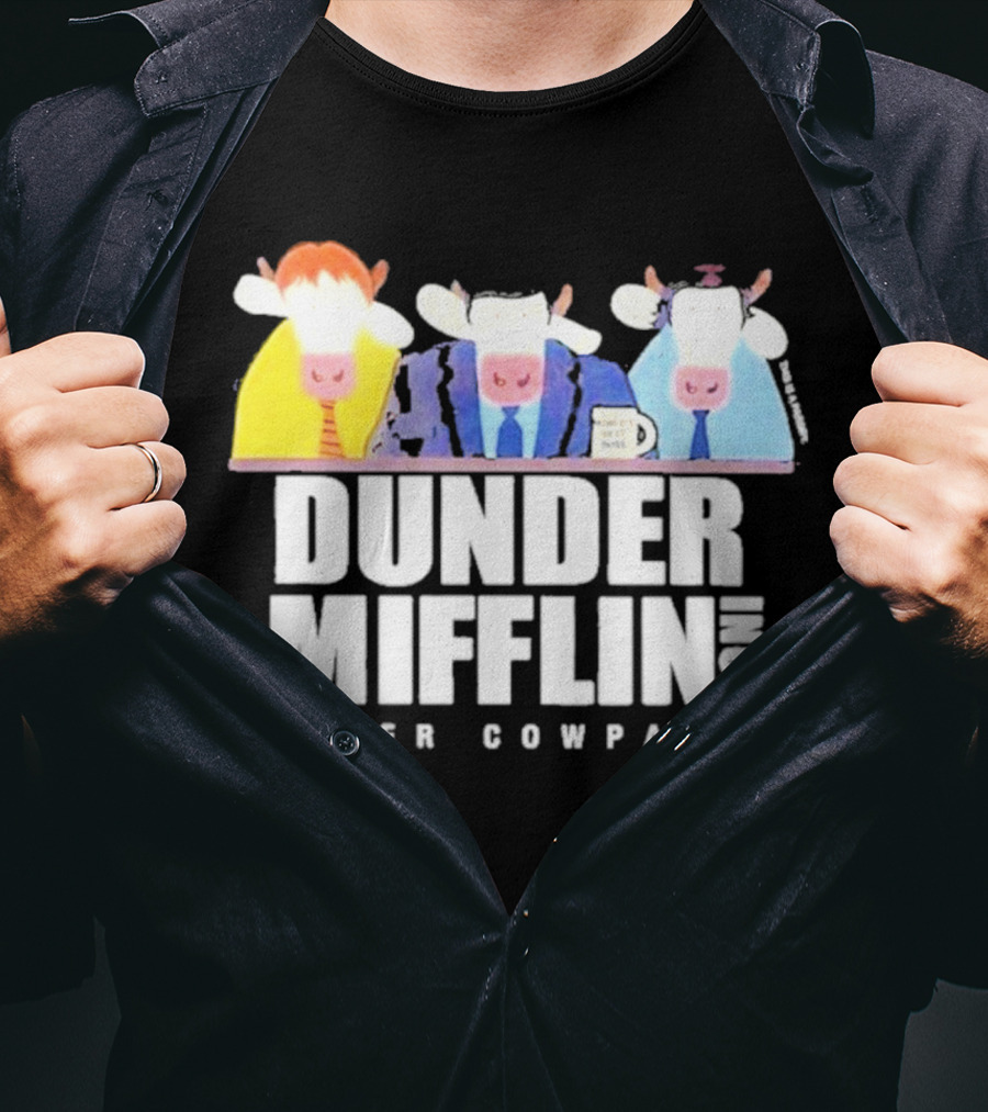 Dunder Mifflin Inc Paper Cowpany Cow Characters T-Shirt