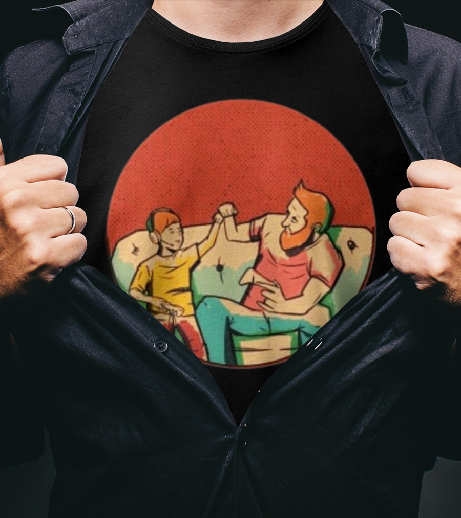Father And Son Gaming Bond On The Couch T-Shirt