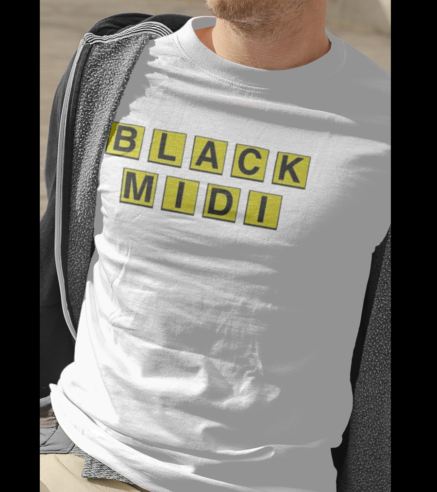 Black Midi Waffle House Black Yellow Block Letters T-Shirt
