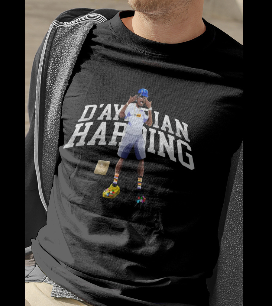 D'Aydrian Harding Merch Character In Blue Cap And Colorful Shoes With Gold Button T-Shirt