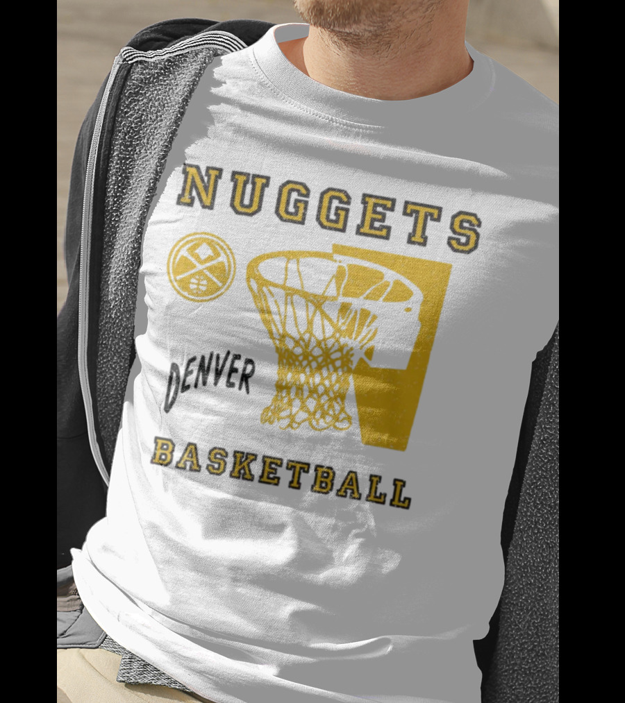 Nuggets Denver Basketball Slam Dunk White Men's Junk Food T-Shirt