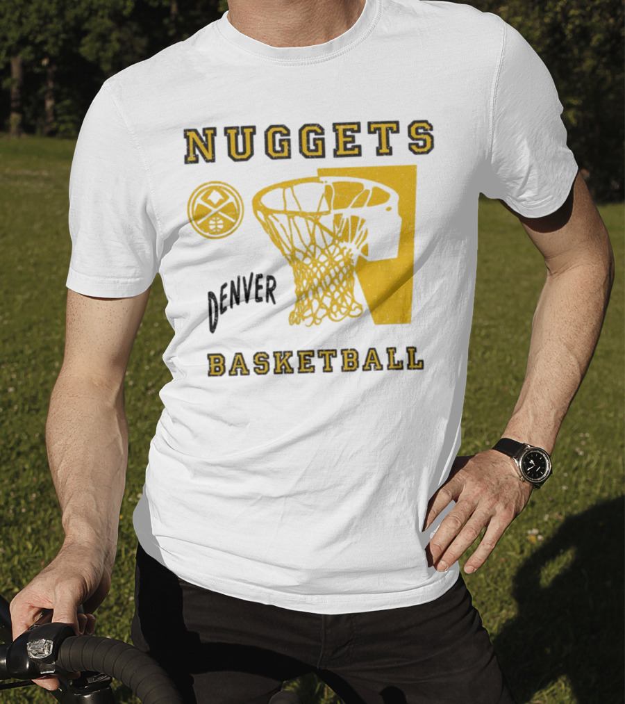 Nuggets Denver Basketball Slam Dunk White Men's Junk Food T-Shirt
