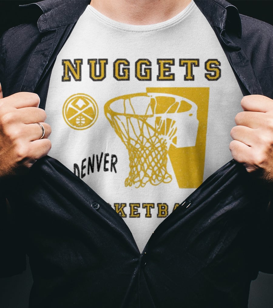 Nuggets Denver Basketball Slam Dunk White Men's Junk Food T-Shirt