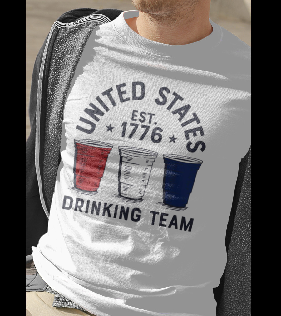 United States Drinking Team Est 1776 Red White Blue Cups T-Shirt