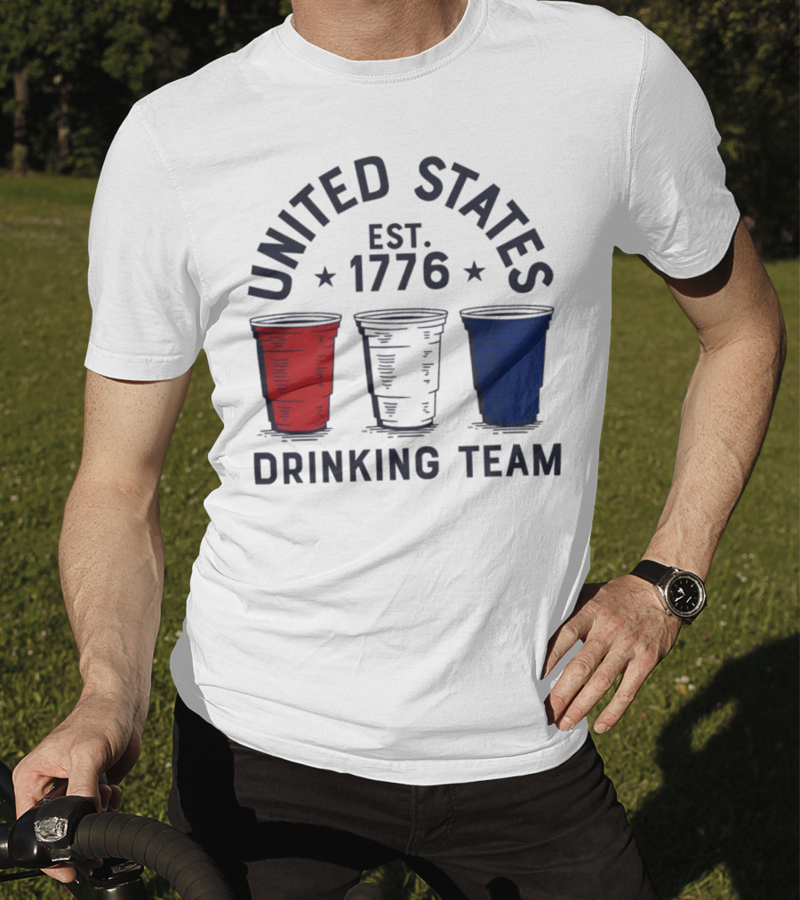 United States Drinking Team Est 1776 Red White Blue Cups T-Shirt