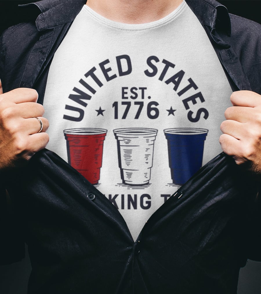 United States Drinking Team Est 1776 Red White Blue Cups T-Shirt