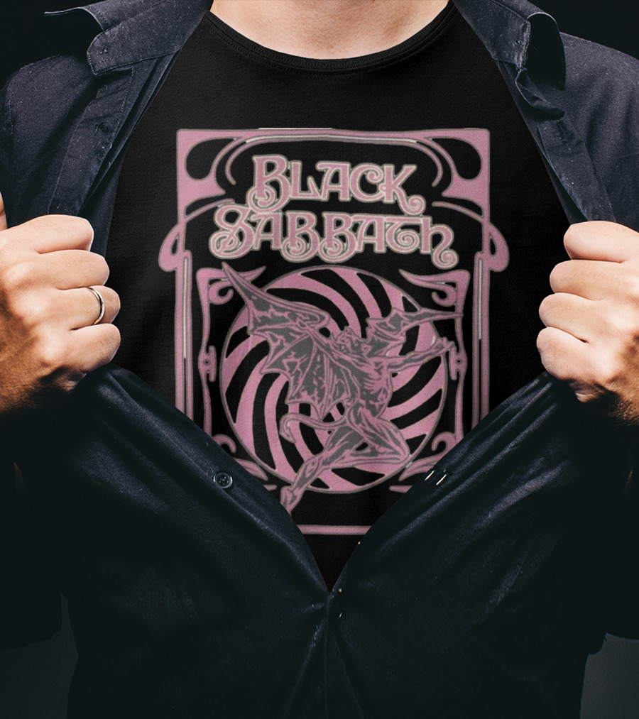 Black Sabbath Pastel Demon Art Nouveau Spiral T-Shirt