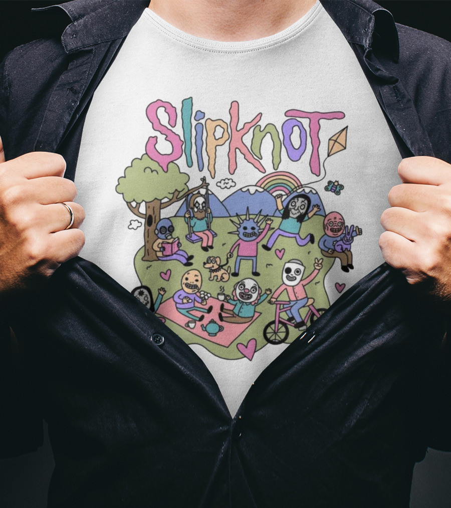 Slipknot Cute Slipknot Whimsical Cartoon Characters Scene T-Shirt
