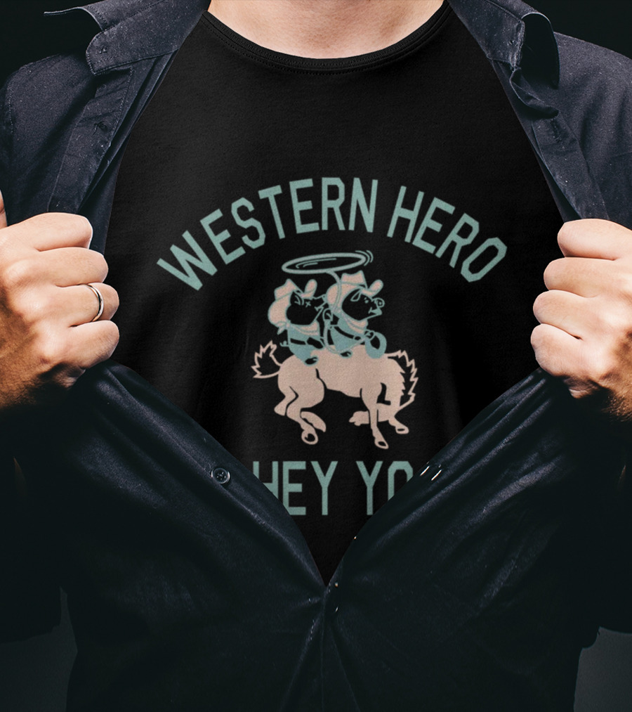 Western Hero Hey Yo Pigment Cowboy Duo Riding T-Shirt