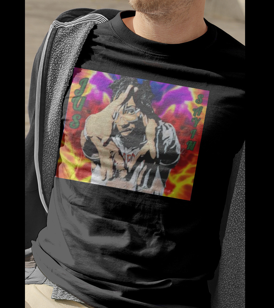 Jus Sayin Bold Hand Gesture Colorful Background T-Shirt