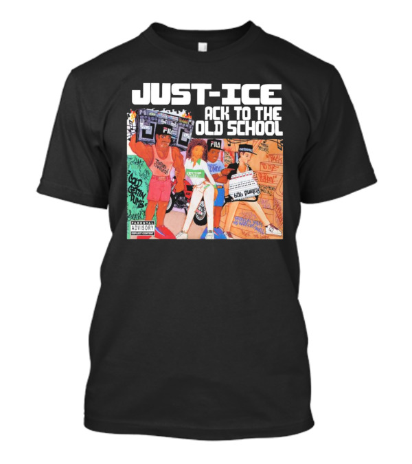 Just-Ice Back To The Old School CD Parental Advisory Explicit Content Fila Graffiti Boom Box T-Shirt