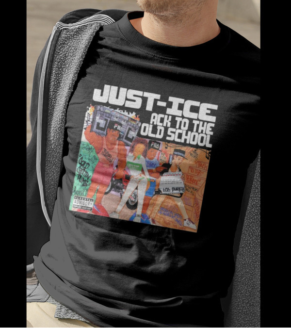 Just-Ice Back To The Old School CD Parental Advisory Explicit Content Fila Graffiti Boom Box T-Shirt