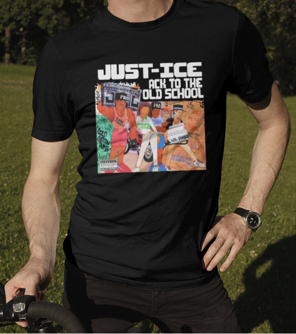 Just-Ice Back To The Old School CD Parental Advisory Explicit Content Fila Graffiti Boom Box T-Shirt