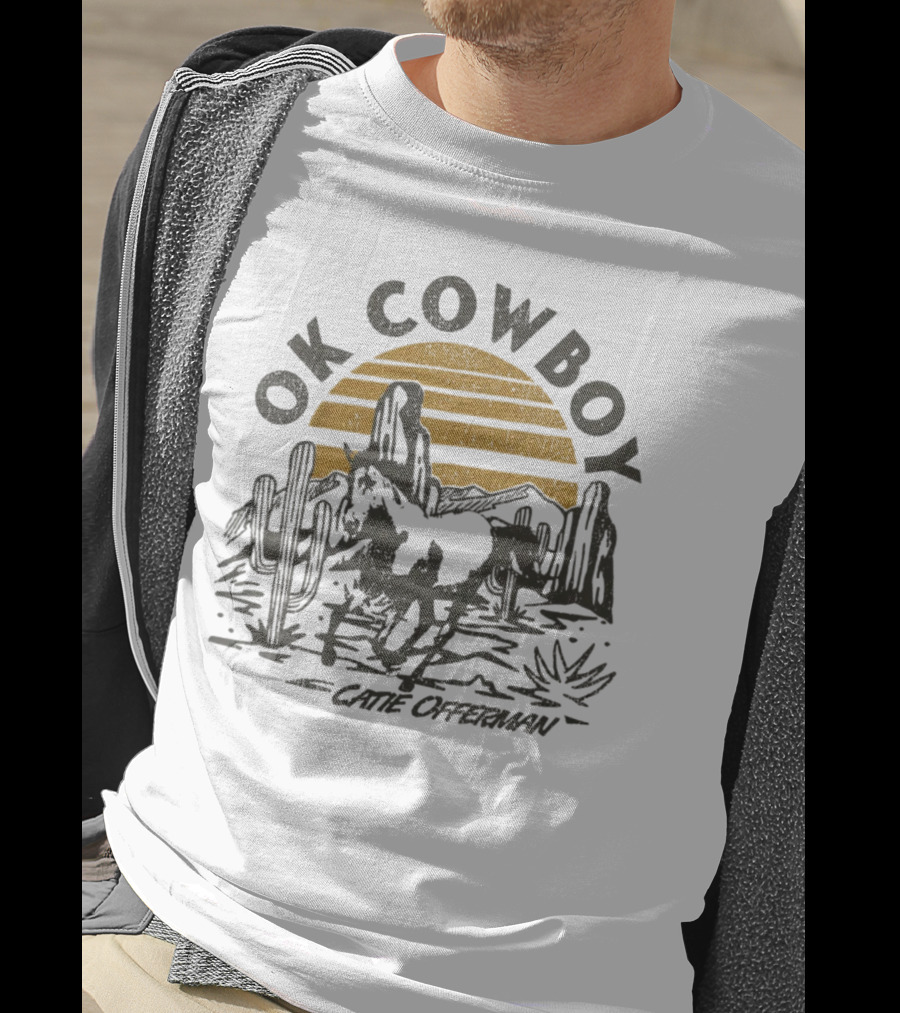 Ok Cowboy Catie Offerman Desert Horseback Scene T-Shirt