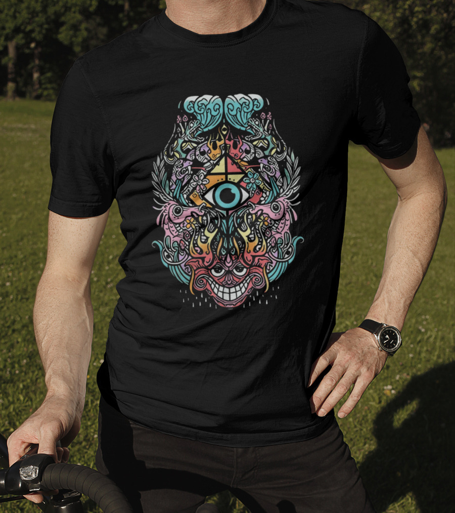 Zingara Merch Zingara Mindship Psychedelic Art Visionary Eye Multicolor Mask T-Shirt