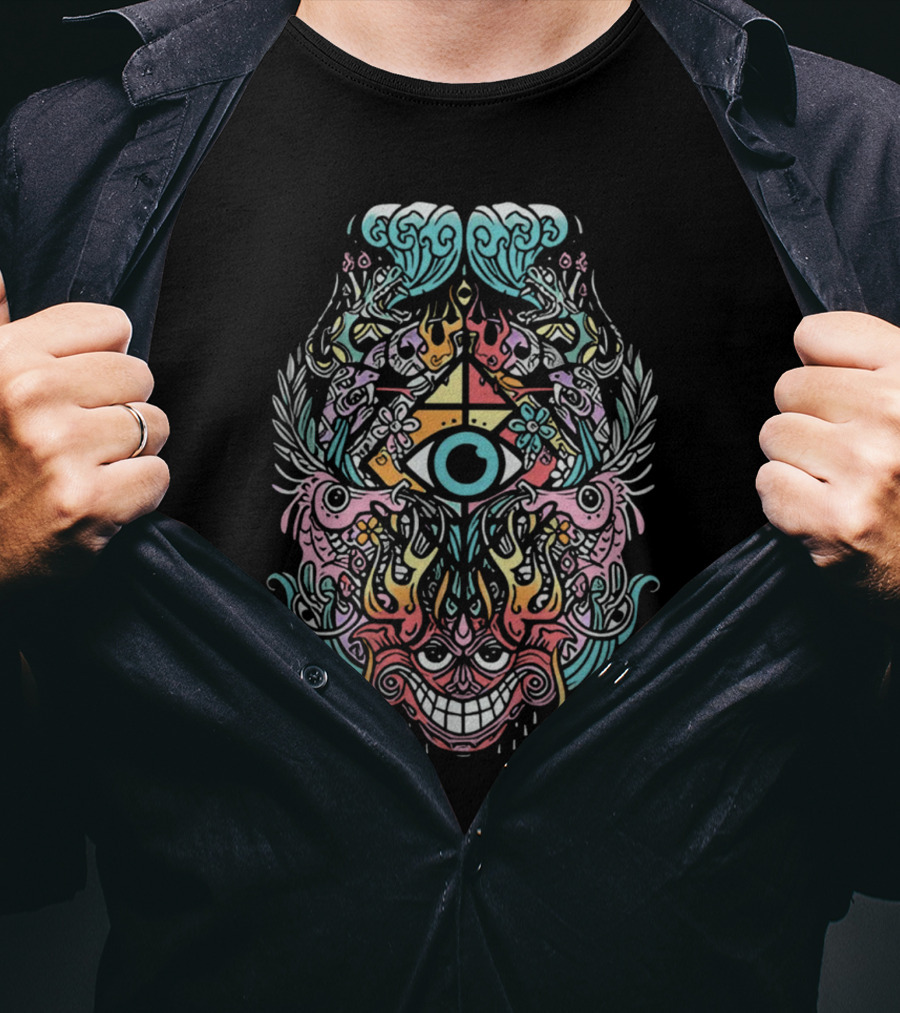 Zingara Merch Zingara Mindship Psychedelic Art Visionary Eye Multicolor Mask T-Shirt
