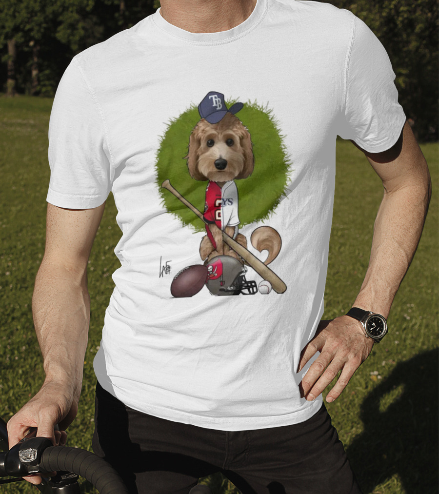 6217 Mcglumphy Tampa Bay Rays Buccaneers Canine Caricature With Sports Equipment T-Shirt