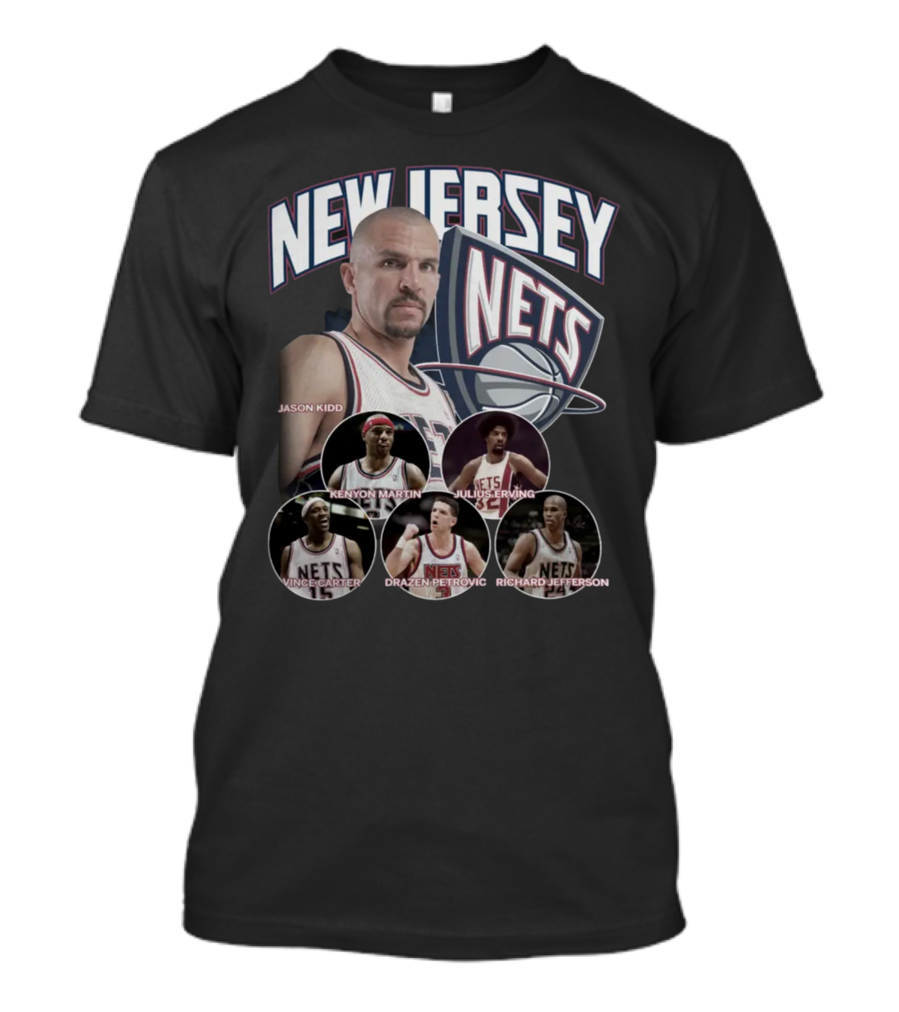 New Jersey Nets Jason Kidd Kenyon Martin Julius Erving Vince Carter Drazen Petrovic Richard Jefferson T-Shirt