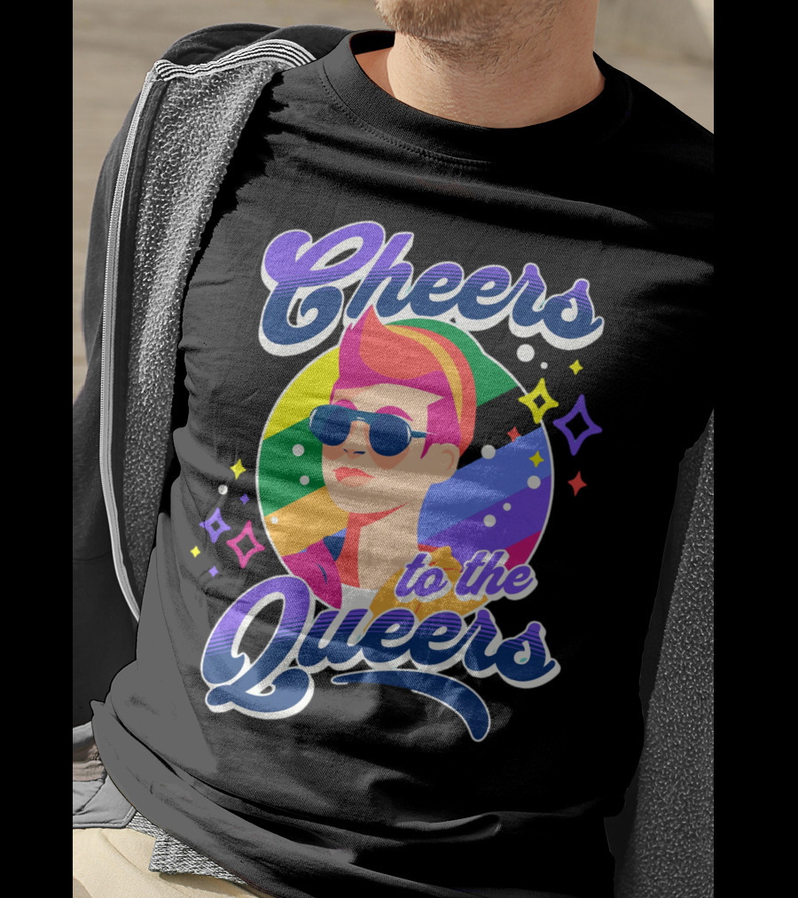 Cheers To The Queers Pride Rainbow Sunglasses Retro 80s T-Shirt