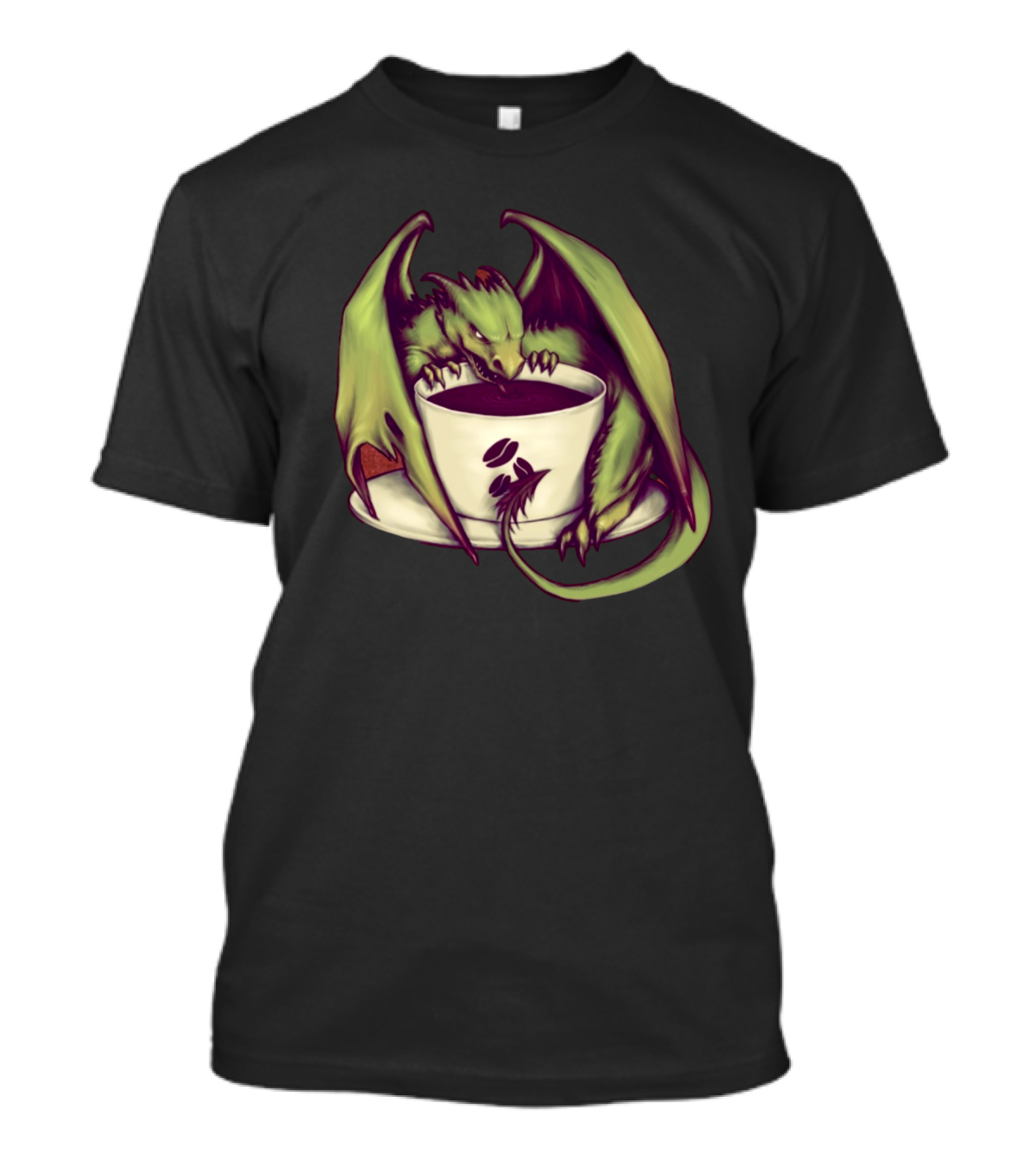 Coffee Dragon With Green Wings And Coffee Cup T-Shirt