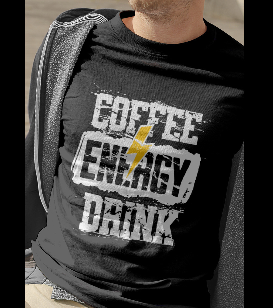 Coffee Energy Drink Grunge Bolt Lightning T-Shirt