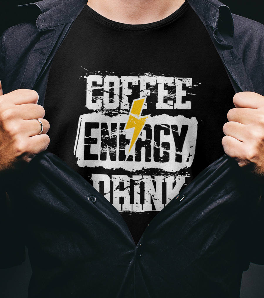 Coffee Energy Drink Grunge Bolt Lightning T-Shirt