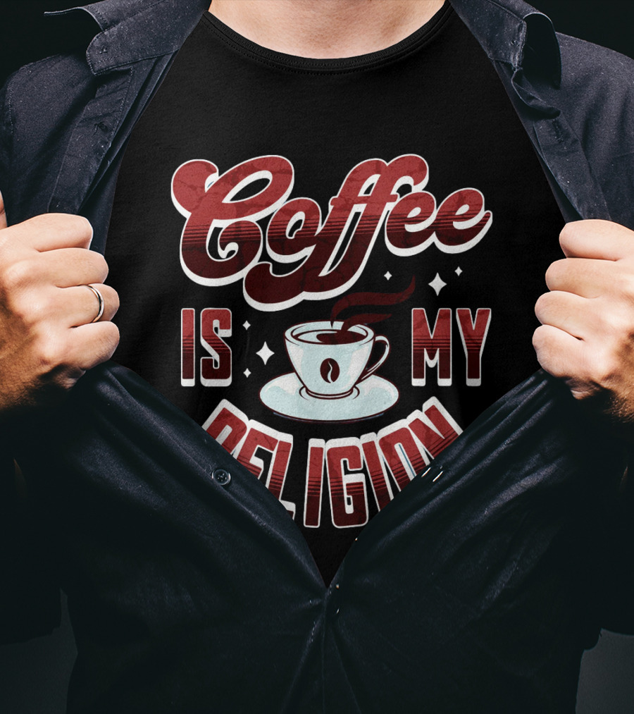 Coffee Is My Religion Cup Icon Simple T-Shirt