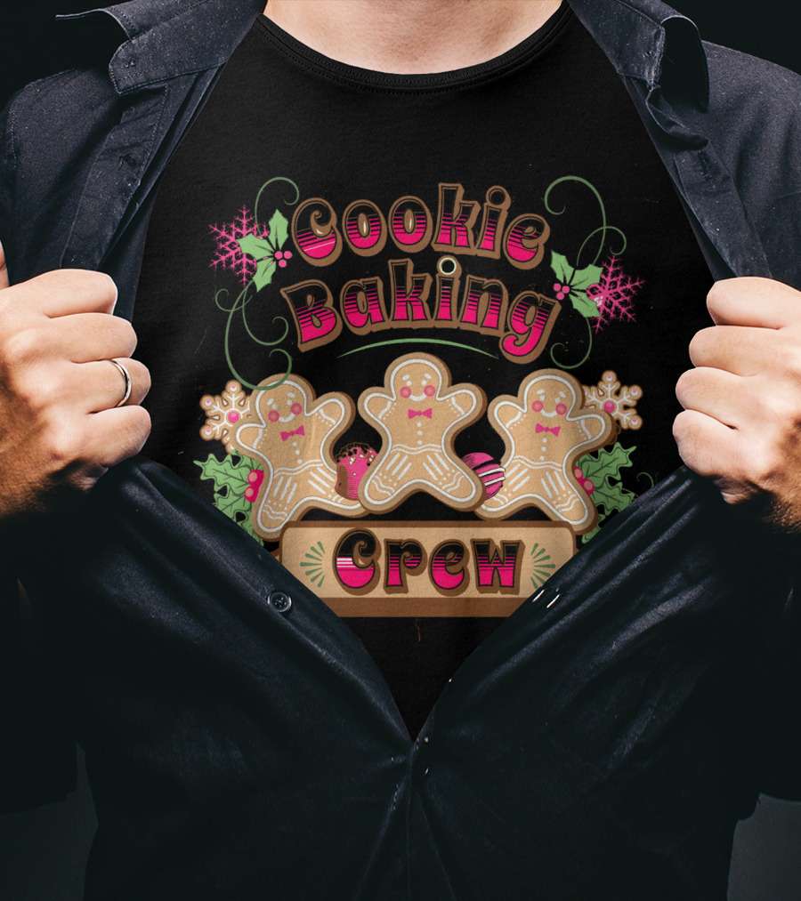 Cookie Baking Crew Gingerbread Ginger Festive Holiday Snowflakes T-Shirt